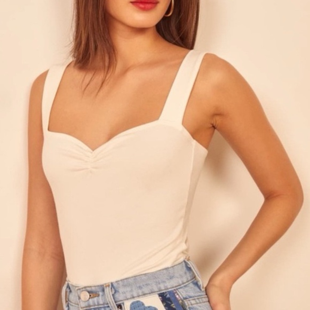Reformation Kelley Ivory Sweetheart Tank Top